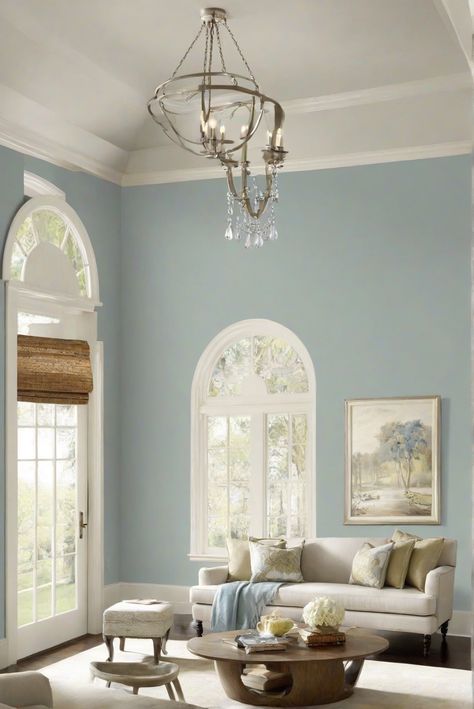 - misty wall paint
- living room decor 
- dream home
- paint color inspiration Misty Sw 6232, Sw Misty, Living Room 2024, Accent Wall Colors, Statement Furniture, Types Of Furniture, A Living Room, Colorful Furniture, Wall Paint