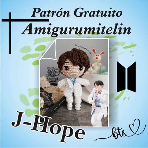 Patrón BTS J-Hope 🧶 . . . Créditos... - Hilos de Amor by Ely Bts Amigurumi, Bts No, Park Ji Min, Jimin Park, Bts J Hope, Ely, Crochet Amigurumi, J Hope, Amigurumi