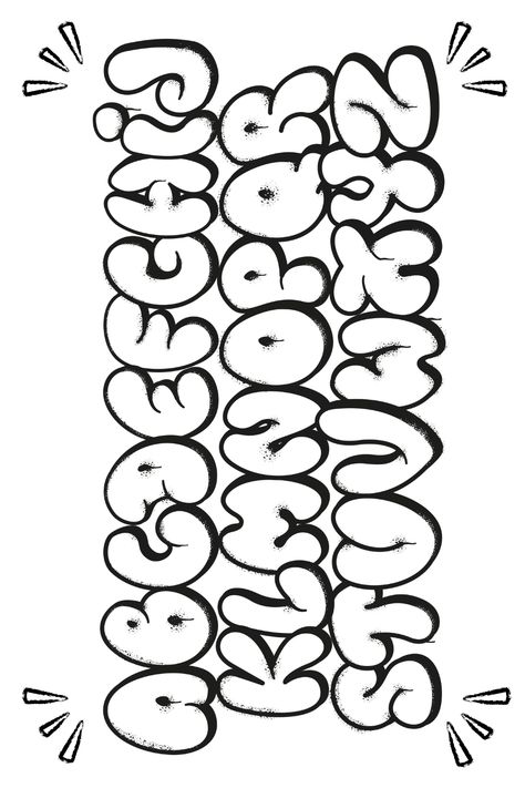 Bubble fonts. Cartoon aesthetic. Fonts For Leavers Shirts, Graphitti Letters Fonts Alphabet, Bubble Letters Font, Bubble Graffiti Alphabet, Bubble Words, Graffiti Bubble Letters, Fonts Bubble, Cool Fonts Alphabet, Bubble Writing