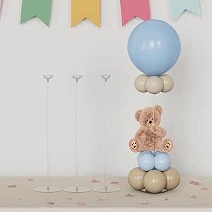 Stuffed Balloon Centerpiece, Ballon Stand Decor, 1 Year Baby Boy Birthday Decoration, Easy Baby Shower Centerpieces, Small Balloon Centerpieces, Birthday Balloon Stand, Baby Shower Balloon Centerpieces, Baby Shower Centerpiece Ideas, Fall Balloons