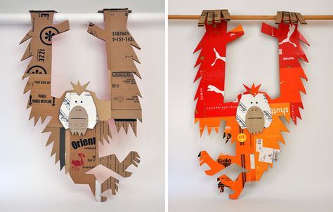 recycled art by Michael Bartalos Cardboard Animals, Jungle Thema, Recycled Art Projects, Jungle Art, Cardboard Sculpture, Cardboard Art, Paper Animals, Animal Projects, Recycled Art