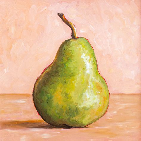 Simple Still Life Painting, Pear Still Life, Simple Still Life, Painting Dining Room, Minimal Artwork, Pear Art, Hand Painted Canvas, Paintings Art Prints, Art Contemporary