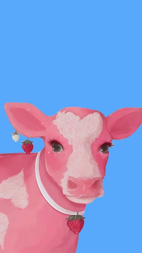 Wallpaper strawberry cow