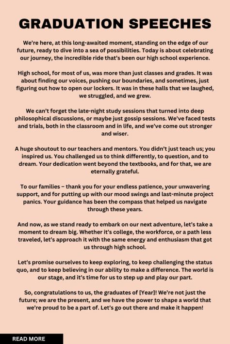 21 High School Graduation Speeches for 2024 – livelovequote Graduation Poems High School, Farewell Speech For Friends, Graduation Notes, Grad Speech, Best Farewell Quotes, Speech Script, Best Senior Quotes, High School Quotes, Graduation Poems