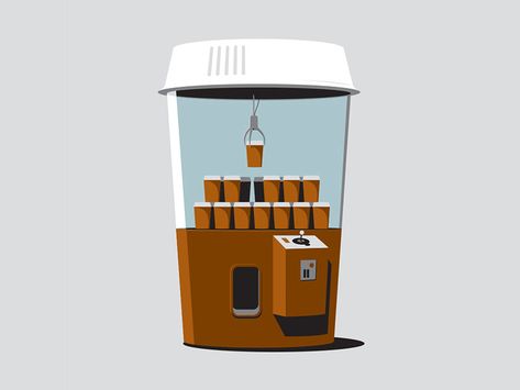 Coffee Claw by Glenn Jones Coffee Machine Illustration, Mini Cafeteria, Coffee Illustrations, Coffee Factory, Coffee Coffee Coffee, Crane Game, Ecommerce App, Coffee Games, Print Design Art