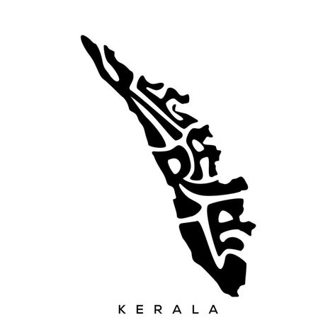 Kerala map lettering in english typography. Kerala map lettering black and white. Kerala Map, Drawing Symbols, English Typography, Map Lettering, Vertical Text, Poster Background Design, English Letter, Creative Logo, Travel Journal