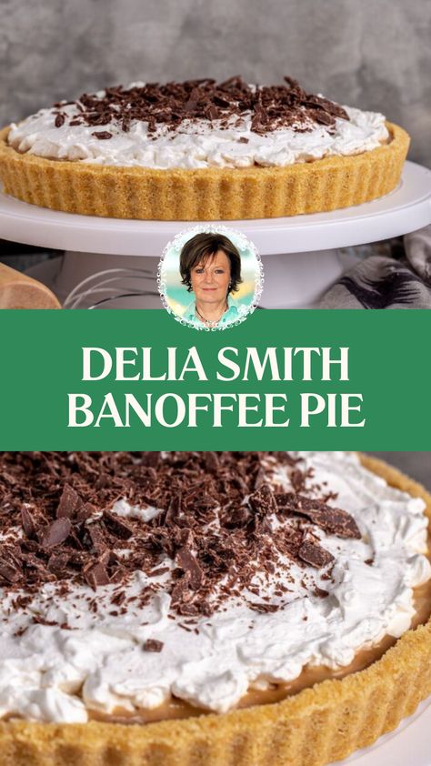 Delia Smith Banoffee Pie Banoffee Pie Recipe Easy, Banoffee Pie Recipe, Delia Smith, Sweet Bakes, Mary Berry Recipe, Homemade Toffee, Tasty Dessert, Banoffee Pie, Cream Pie Recipes