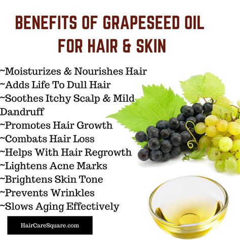 Grapeseed Oil Hair, Oil Good For Hair, Grapeseed Oil Benefits, Help Hair Growth, Oil For Hair, Fruit Salad Recipes, Oil Benefits, Natural Hair Tips, Skin Benefits