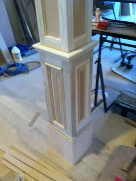 wrapping interior columns | Contractor Talk - Professional Construction and Remodeling Forum Half Wall Ideas, Wood People, Drywall Texture, Square Columns, Interior Columns, Southern Yellow Pine, Different Types Of Wood, Panel Moulding, Hi Guys