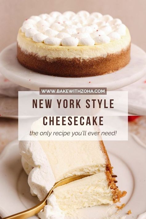 Learn how to bake the best New York cheesecake with this easy recipe. Perfect for holiday baking, this dessert is rich, creamy, and full of classic flavor. Whether you're preparing for Christmas, birthdays, or any celebration, this homemade cheesecake is a must-try. This dessert has a whipped cream as the topping. Head over to bakewithzoha.com for the complete recipe. New Your Cheesecake Recipe, Bake With Zoha Cheesecake, Cheesecake Recipes Baked, Ny Cheesecake Recipe, New York Cheesecake Recipes, Best New York Cheesecake, The Best Cheesecake Recipe, Best Cheesecake Recipe, Simple Cheesecake