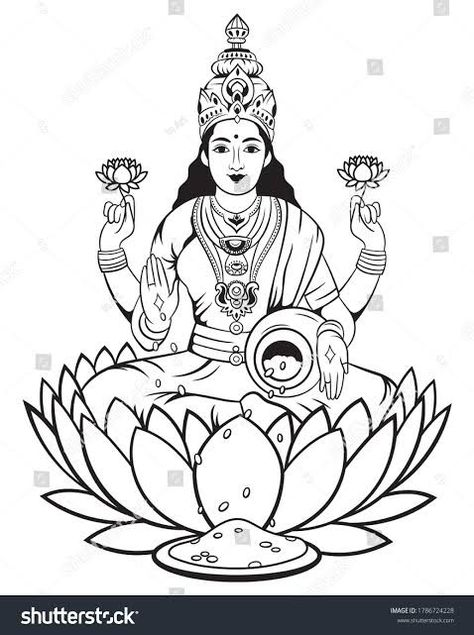 Laxmi Goddess Wallpapers, Lakshmi Drawing, Laxmi Drawing, Shiva Illustration, Wallpapers Black And White, Laxmi Goddess, Shiva And Shakti, Happy Maha Shivaratri, Diwali Drawing