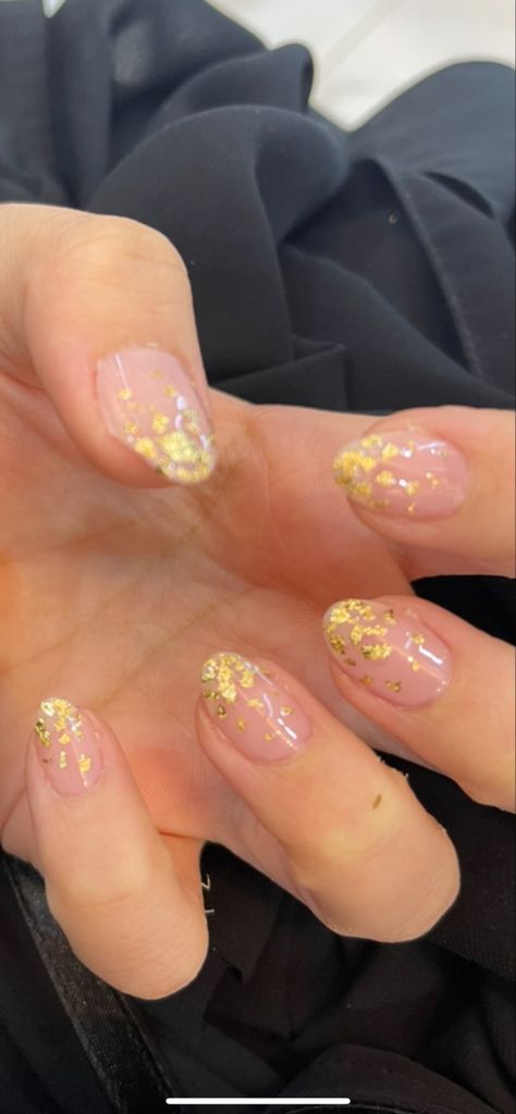 Pink And Gold Nails, Clear Gel Nail Polish, Nail Art Designs Short, Short Nails Ideas, Gold Gel Nails, Concert Nails, Nails With Gold, Gold Acrylic Nails, Inspiration Nails