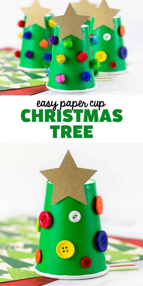 Cup Christmas Tree, Community Programs, School Holiday Party, Paper Cup Crafts, Christmas Tree Craft, Cute Paper, Tree Craft, School Holiday, Cup Crafts