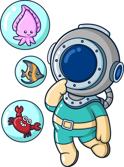 The diver confusing to option sea animal for playing together Cartoon Scuba Diver, Scuba Diver Art, Diver Art, Ocean Theme Preschool, Ocean Clipart, Theme Preschool, Deep Sea Diver, Vbs Ideas, Winner Winner