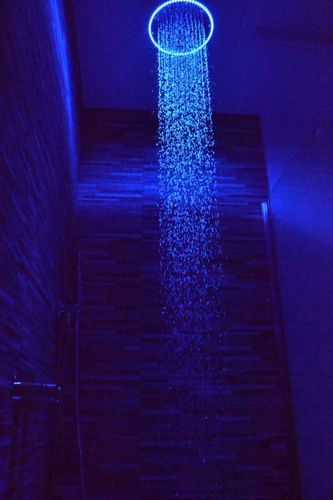 Neon Bathroom, Themed Hotel Rooms, Neon Bedroom, Led Shower Head, Shower Lighting, Luxury Room Bedroom, Future Apartment Decor, Man Room, Cute Bedroom Decor