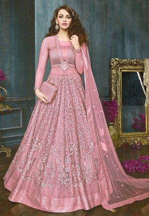 Latest Ghagra Designs, Onion Pink Lehenga, Ghagra Designs, Bridal Anarkali Suits, Onion Pink, Indian Anarkali, Work Lehenga, Lehenga Style, Designer Anarkali