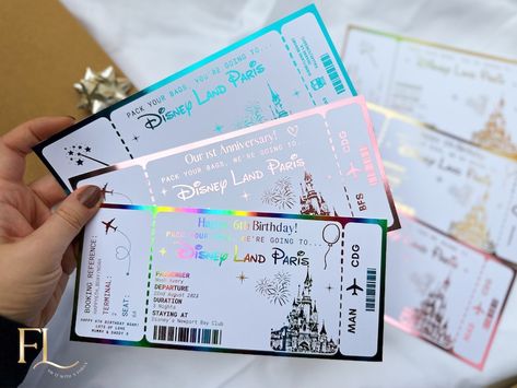 Disney Trip Reveal, Disney Trip Surprise, Disney Reveal, Travel Ticket, Disneyland Birthday, Disney Tickets, Disney World Tickets, Disneyland Tickets, Travel Tickets