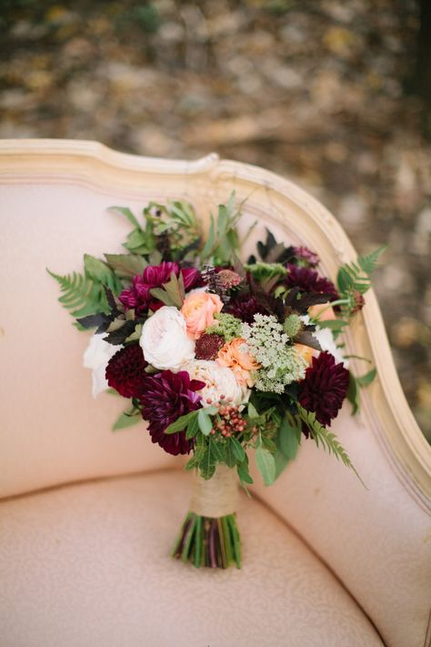 Fall wedding flowers Burgundy Fall Wedding, Woodland Wedding Inspiration, Bridal Bouquet Fall, Burgundy Bridesmaid, Boda Mexicana, Fall Wedding Bouquets, Fall Wedding Flowers, Burgundy Bridesmaid Dresses