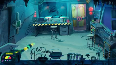 Lab Background, Mad Scientist Lab, Kim Smith, Laboratory Design, Spaceship Interior, Laboratory Science, Game Background, Game Concept Art, Futuristic Art