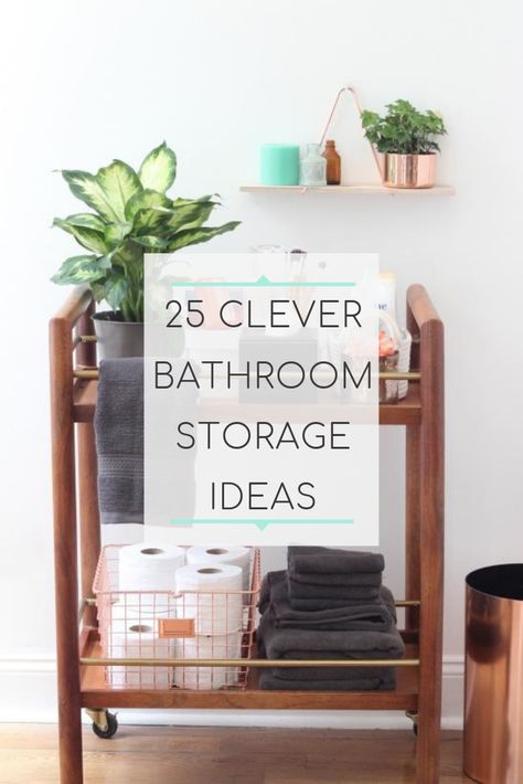 Unique Bathroom Storage, Bathroom Cart, Clever Bathroom Storage, Bathroom Storage Ideas, Bathroom Console, Storing Towels, Bathtub Decor, Powder Room Decor, Organized Home