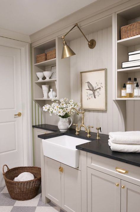 10 Brilliant Paint Colors for Low-Light Rooms | Hunker Revere Pewter Laundry Room, Taupe Laundry Room, Laundry Room Paint Color, Laundry Room Paint, Laundry Room Colors, Laundry Room/mud Room, Mudroom Laundry Room, Revere Pewter, Mudroom Design