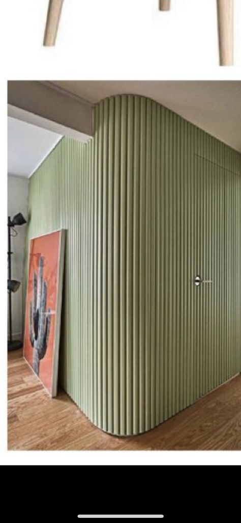 Mint Walls, Tambour Door, Curved Wall, Wood Slat Wall, Curved Walls, Highland Homes, Clinic Design, Front Entry Doors, Slat Wall