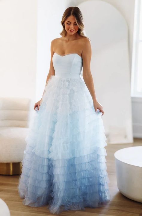 💙Kiss Me Tiered Maxi Gown💙 8th Grade Prom, Strapless Ball Gown, Prom Dance, Tiered Ruffle Skirt, Floor Length Dress, Maxi Gown, Maxi Gowns, Floor Length Dresses, Ruffle Skirt