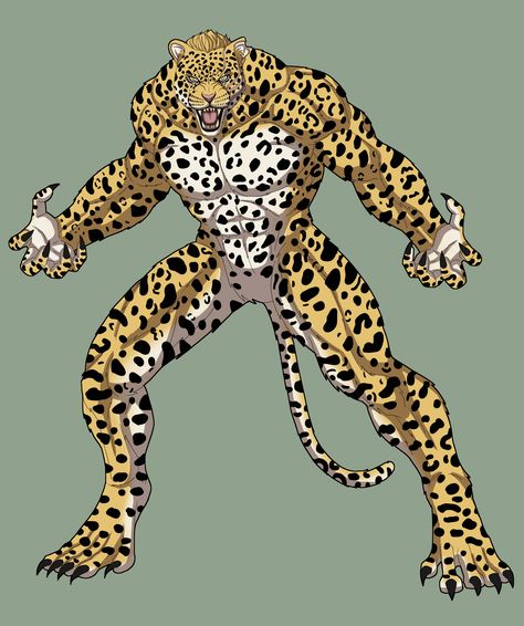 Jaguar Character Design, Hybrid Art, Werewolf Art, Fantasy Beasts, Superhero Characters, Mythical Creatures Art, Mythological Creatures, Superhero Design, Fantasy Warrior