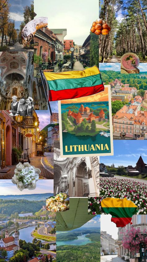 #collage #aesthetic #country #travel #Lithuania #Vilnius #LithuanianFood #viralpost #dumplings Lithuania Travel, Aesthetic Country, Baltic Countries, Travel Collage, Countries To Visit, Travel List, Viral Post, Travel Life, Travel Aesthetic