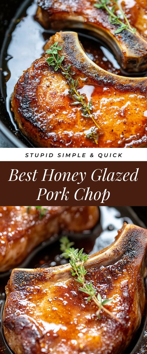 Image for Best Honey Glazed Pork Chop Honey Glazed Pork Chops Crockpot, Bone Out Pork Chop Recipes, Soy Ginger Pork Chops, Pork Chops For Dinner, Honey Garlic Baked Pork Chops, Pork Chop Recipes With Soy Sauce, Pork Chop Meat Recipes, Tender Thick Pork Chop Recipes, Sweet Potato Pork Chops