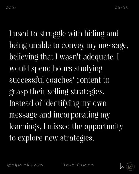 How do you get away from strategy and create a business in your own image thanks to your content? By stopping hiding. I decided to be me, to stop looking at likes and subscribers to create an empire with women who want to tell their own truth and make a living from their business by spreading their image. I was tired of feeling invisible and victimized, so I spoke my truth. I spoke my mind and talked to my dream client as if she were my best friend. She doesn't want me to cajole her, she want... Feeling Invisible, Create A Business, Dream Client, Creating A Business, My Best Friend, My Dream, Talk To Me, My Mind, I Decided