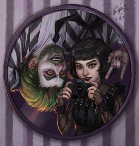 Lydia And Beetlejuice Fanart, Creepshow Art, Beetlejuice And Lydia, Beetlejuice Fan Art, Lydia Deetz, Tim Burton Movie, Pastel Pink Aesthetic, Creepy Art, Sketchbook Art Inspiration