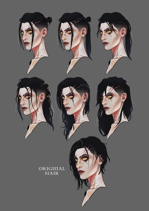 Undercut Ponytail Drawing, Vampire Hunter Oc, Vampire Dnd Character, Vampire Hunter Dnd Character, Vampire Hunter Character Art, Female Vampire Hunter Art, Skyrim Special Edition Mods, Blood Hunter, Dark Anime Guys