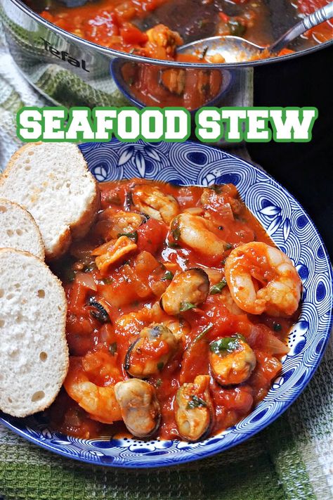 Seafood Stew in a delicious tomato sauce, a quick and easy dish that is ready in well under 15 minutes. It's made with frozen mixed seafood, which makes it very affordable too; such a hearty, yet light recipe that it will go down well with absolutely everyone. Easy Seafood Medley Recipes, Frozen Mixed Seafood Dishes, Sea Food Mix Recipes, Seafood Medley Soup, Mixed Seafood Recipe Frozen, Seafood Mix Recipes Frozen Pasta, Frozen Seafood Recipes, Frozen Seafood Medley Recipes, Seafood Mix Recipes Dinners