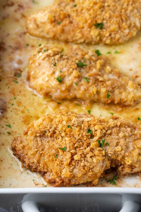 Ritz Cracker Parmesan Crusted Chicken, Cracker Crusted Chicken, Ritz Ranch Chicken, Easy Chicken Cutlets Recipes, Ritz Butter Chicken, Ritz Crusted Chicken, Ritz Cracker Chicken With Mayo, Cracker Crumb Chicken, Ritzy Chicken