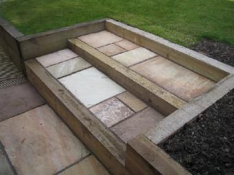 Raised Lawn, Sleeper Steps, Steps Garden, Dry Stone Walling, Sleepers In Garden, Stone Walls Garden, Garden Landscaping Diy, Patio Paving, Desert Gardening