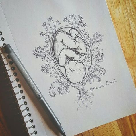 Pregnancy Drawing, Dotwork Tattoo Mandala, Birth Art, Pregnancy Art, Belly Painting, Baby Tattoos, Pencil Art Drawings, Follow On Instagram, Baby Art