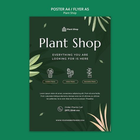 PSD flat design plant shop template | Premium Psd #Freepik #psd #flower-poster #floral-poster #flower-flyer #floral-flyer Flower Shop Poster, Poster Flower, Shop Poster, Flower Poster, Plant Shop, Floral Poster, Outdoor Plants, Flat Design, Plant Decor