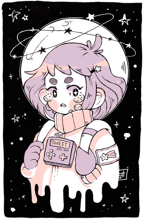 Lovely Lor                                                                                                                                                                                 Más #characterdesign Space Drawings, Arte Do Kawaii, 강�아지 그림, Art Pastel, 캐릭터 드로잉, Arte Sketchbook, Art Et Illustration, Art And Illustration, Fantasy Illustration