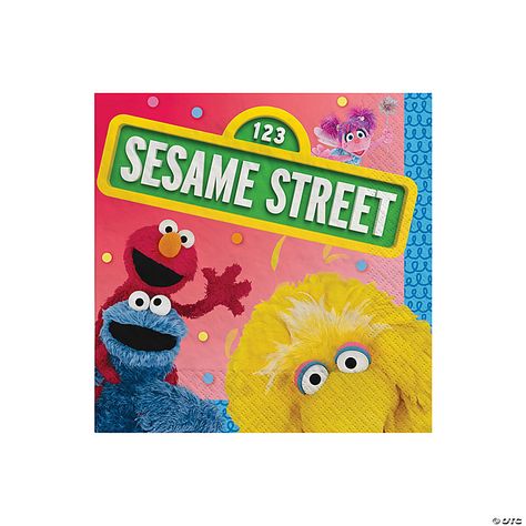 Sesame Street® Party Big Bird Cookie Monster & Elmo Paper Beverage Napkins - 16 Pc. | Oriental Trading Sesame Street Signs, Bird Birthday Parties, Bird Cookies, Abby Cadabby, Sesame Street Party, Sesame Street Characters, Bird Birthday, Street Party, Favourite Characters