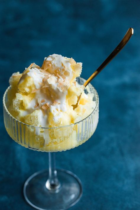 Piña Colada Shaved Ice Healthy Shaved Ice, Hawaiian Shaved Ice Recipe, Shaved Ice Ideas, Jello Shaved Ice, Boozy Slushies, Cone Recipes, Ice Recipes, Cold Sweets, Shaved Ice Recipe