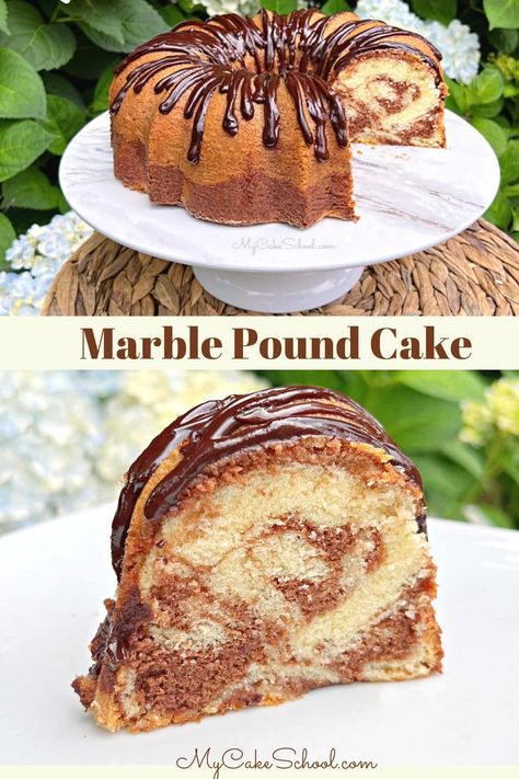 Marble Pound Cake | My Cake School Whipping Cream Pound Cake, Marble Pound Cake, My Cake School, Pound Cake Recipes Easy, Lemon Pound Cake Recipe, Marble Cake Recipes, Pound Cakes, Lemon Pound Cake, Different Cakes