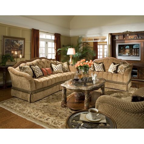 Villa Valencia Standard Loveseat Rooms To Go Furniture, Sofa And Loveseat Set, Tuscan Design, Mediterranean Home Decor, Tuscan Decorating, Inspire Me Home Decor, Country Living Room, Rooms To Go, Living Room Collections