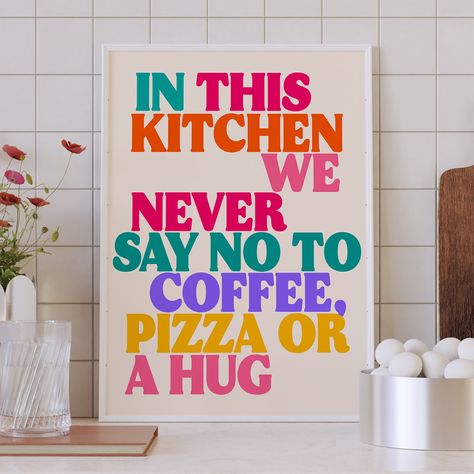 Fun Kitchen Prints, Funky Wall Art Kitchen, Kitchen Puns Art Prints, Retro Kitchen Poster, This Kitchen Is For Dancing Print, Hallway Gallery Wall, Pink Giraffe, Heart Warming Quotes, Kitchen Posters