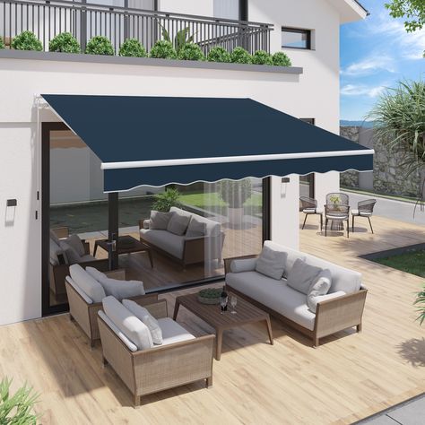 PRICES MAY VARY. 【Premium Cover Material】U-MAX awnings for patio are made of 280g/m² premium polyester with PU coating fabric, which is splash-proof, anti ultraviolet and fading, resistant to sun fading, also has 80UV+ solar protection. But we still recommended to roll it up to extend its service life in the event of strong winds, thunderstorms and blizzards, and it's better for you to use it with Protective Cover. 【Built to Last】Build with rust-resistant, powder-coated aluminum roller and steel Awning For Deck, Awning Ideas Patio, Patio Sun Shades, Window Awning, Home Backyard, House Fence Design, Solar Protection, Outdoor Awnings, Backyard Balcony