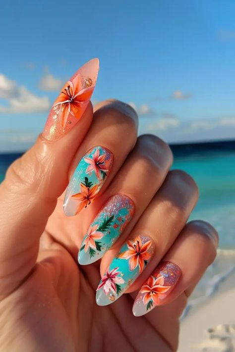 Summer Time Nail Ideas, Bermuda Nails, Chic Nail Ideas, Nail Contest, Spring Break Nails, Boho Nails, Hello Nails, Edge Nails, I Still Remember