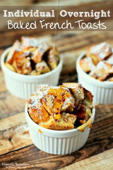 Breakfast French Toast, Simple Breakfast Ideas, Delicious French Toast Recipe, Ramekin Recipe, Breakfast Casserole French Toast, Overnight French Toast, French Toast Breakfast, Simple Breakfast, French Toast Bake