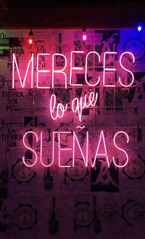 Neon Signs Quotes, Spanglish Quotes, Neon Quotes, Screen Savers Wallpapers, Glitter Text, Spanish Memes, Sign Quotes, Pretty Quotes, Neon Sign