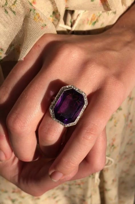 Rare Rings, Amethyst Jewelry Ring, Amethyst Cocktail Ring, Dinner Ring, Vintage Engagement Rings Unique, Edwardian Jewelry, Diamond Cocktail Ring, Diamond Cocktail Rings, Amethyst Jewelry