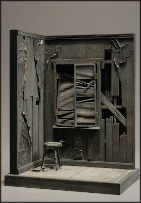 Peter Pettigrew, Haunted Dollhouse, Set Design Theatre, Halloween Miniatures, Haunted Dolls, Miniature Rooms, Cardboard Art, Scenic Design, Miniature Houses